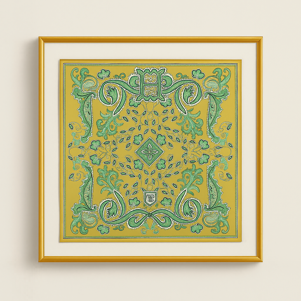 Framed Hermès Scarf – 55 cm