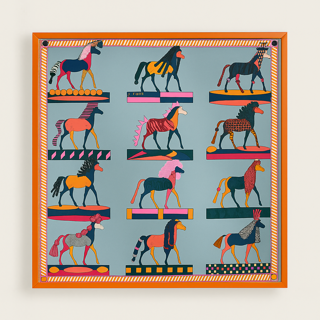 Framed Hermès Scarf – 90 cm